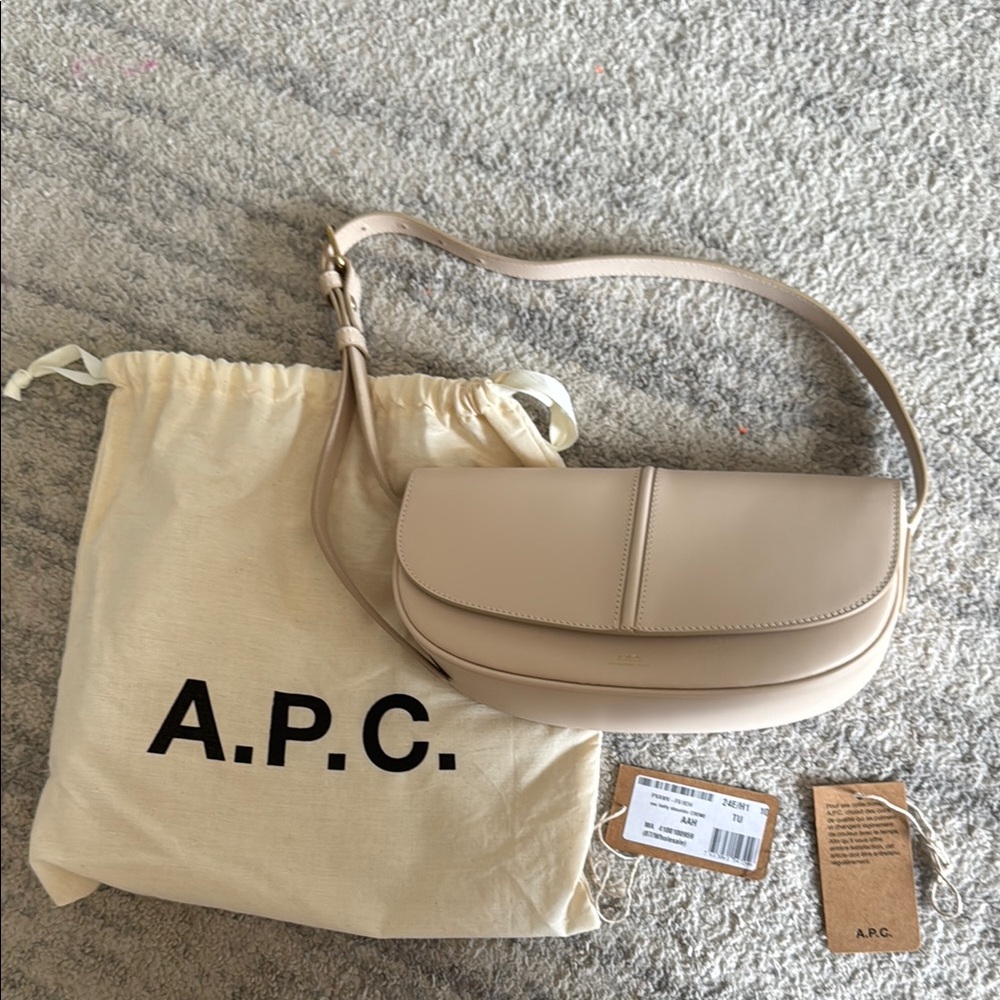 A.P.C. Beige leather Betty baguette shoulder bag